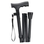 Folding Aluminium Walking Stick, Black - Image 2