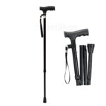 Folding Aluminium Walking Stick, Black